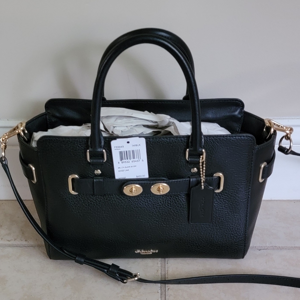 NWT COACH Blake Carryall Satchel Black Leather
